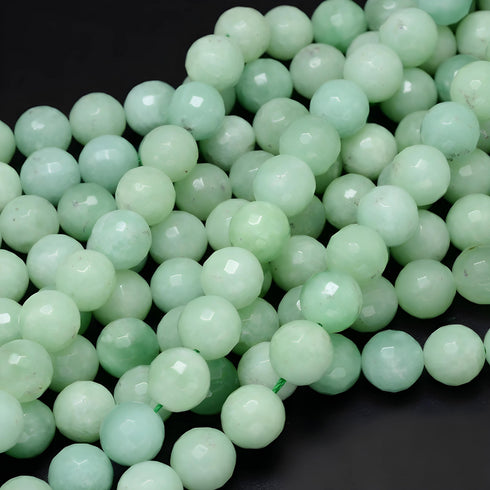 Myanmar Jade Faceted Round Beads 10mm